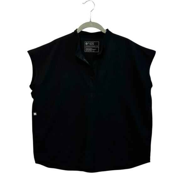 FIGS Rafaela Oversized Scrub Top Women's Sz M Black Healthcare Minimalist Sleek - Picture 2 of 8